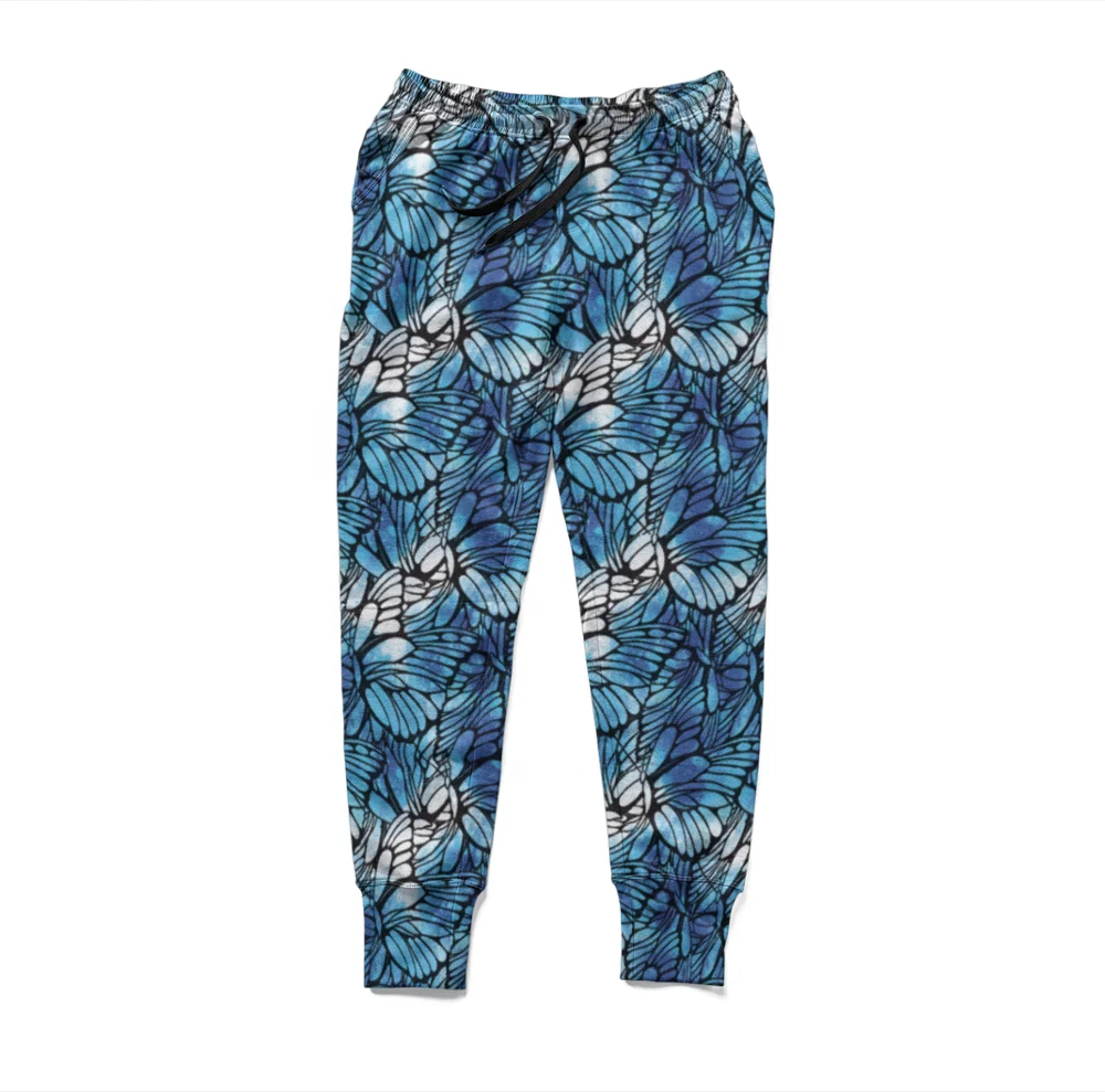 

Casual butterfly wholesale draw string joggers sublimation custom printed women sweatpants