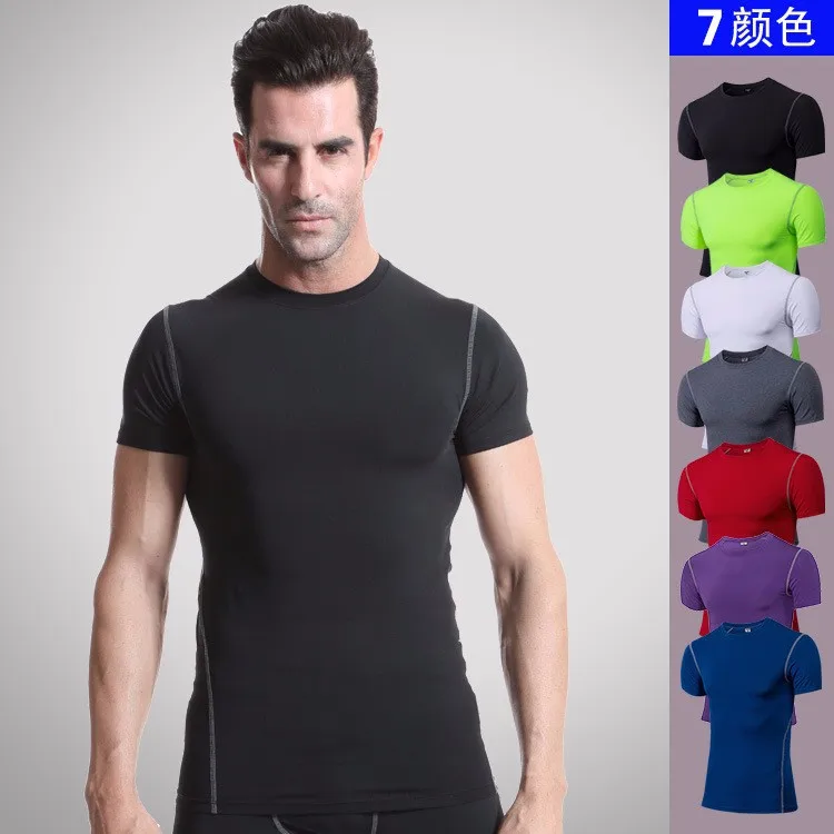 Men Spandex Stretch Gym Bodybuilding Short Sleeve T Shirt - Buy Men ...