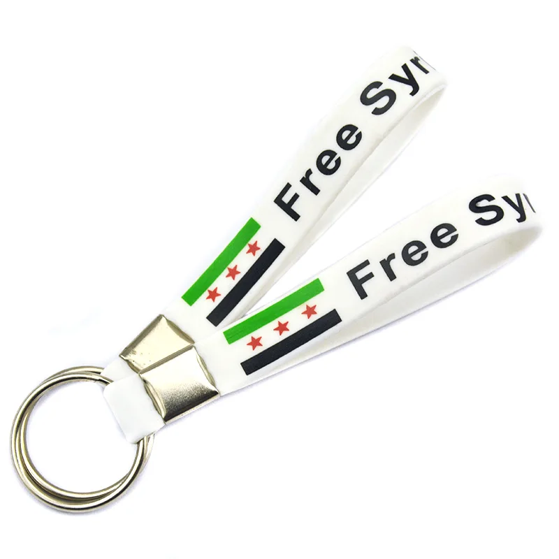
OEM Custom Rubber Keychain For Fashion Logo Brand Name Soft Silicone Wristband Keychain 