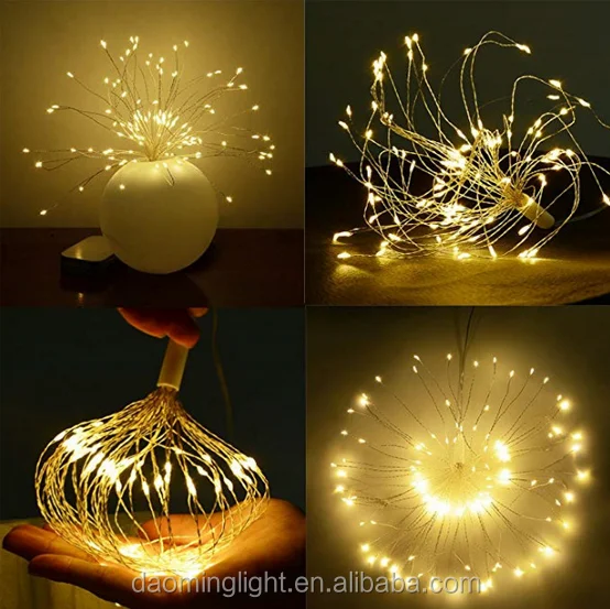 Hanging Firework LED Fairy String Light 8Modes Remote Christmas Party Xmas Decor 