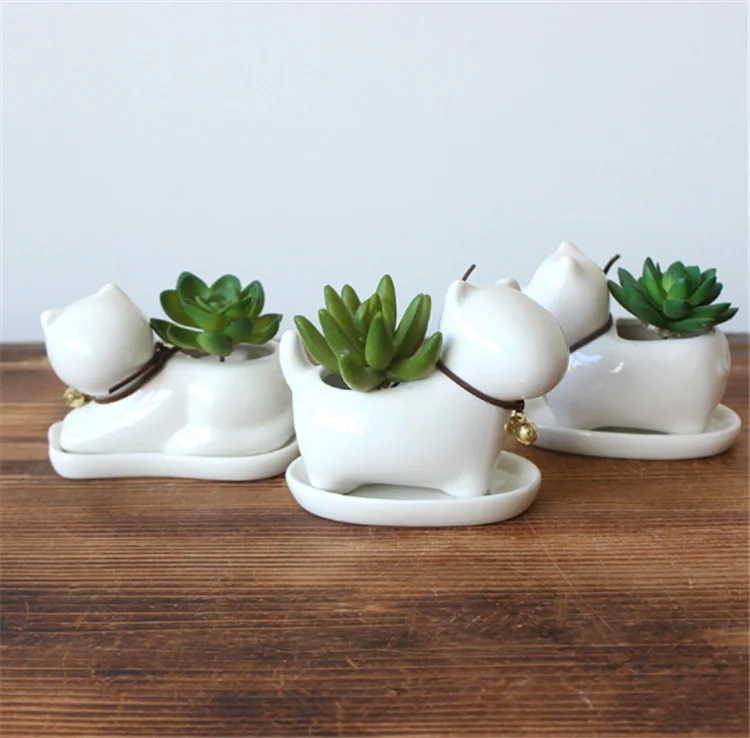 

Wholesale Cheap Cute White Dog Shaped Succulent Plants Decorative Ceramics Flower Pots