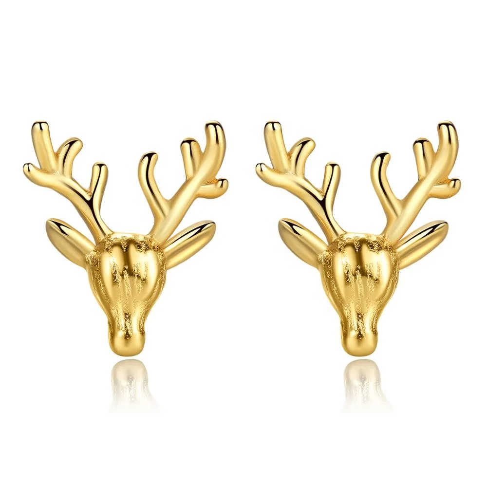 

CZCITY New Lovely Small Deer Christmas Stud Earrings for Women Girls 925 Sterling Silver Animal Fashion Jewellery