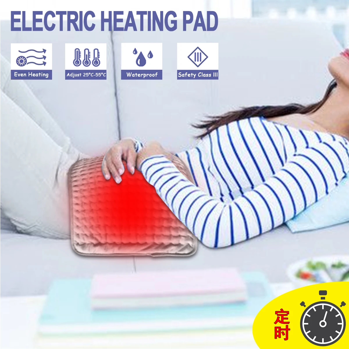 XL King Size electric Back Shoulder Heating therapy Pad (Charcoal Gray) - Fast-Heating Machine-Washable Pad