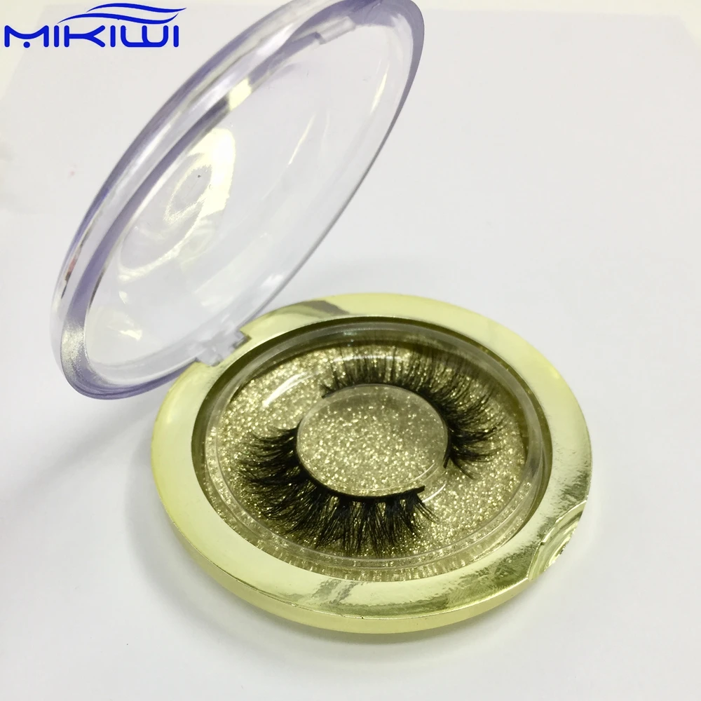 

Best quality lashes pretty good round case with your own logo, Natural black