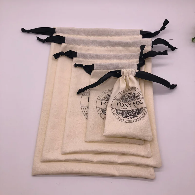 

Wholesale Eco Muslin Cotton Linen Gift Packaging Pouch Customized Organic Cotton Drawstring Bag, Natural color, off white color, white color, black color , red etc