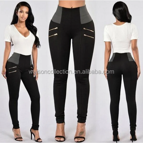 

2017 hot sale Women High Waist Skinny Slim zip Legging Pencil Pants Bandage Hollow Trousers