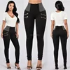 2017 hot sale Women High Waist Skinny Slim zip Legging Pencil Pants Bandage Hollow Trousers