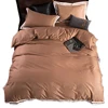 Home textile skin friendly complete bed set Solid cotton bed cover set bed comforter set