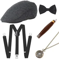 

Coldker Mens 20s Set Hat Braces Tie Cigar Gatsby 1920S FLAPPER GANGSTER COSTUME