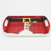 Christmas new product cute santa claus melamine food candy snack serving tray with handles