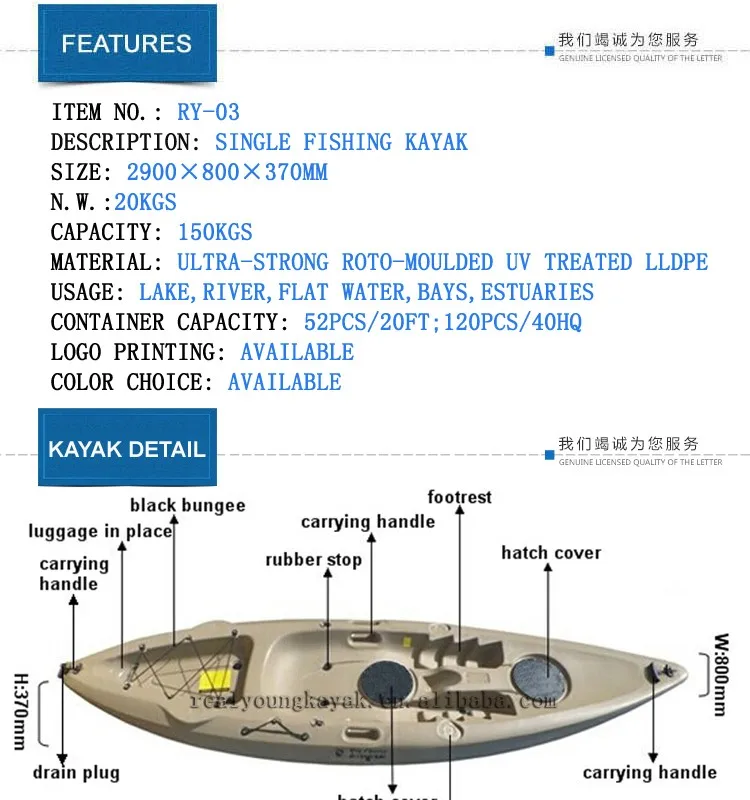 New Design Single Fishing Wholesale China Sit Top Kayak Canoe Boat