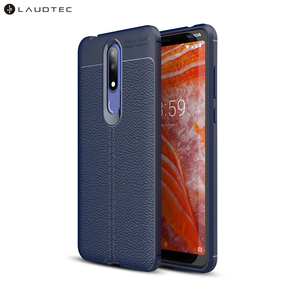 

Premium Litchi Leather Pattern TPU Back Cover Case For Nokia 3.1 Plus