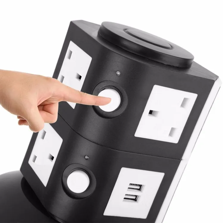 Uk Tower Surge Protected 8 Extension Lead Sockets With Individual