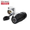Extension cord female solder power connector ip65 / ip67 waterproof 3 pin panel mount connector