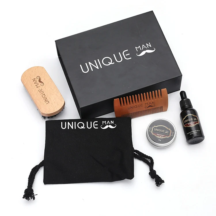 

Unique man beard balm oil beard kit gift brush and comb set, Picture show