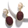 2020 Hot Sale Gold Statement Acrylic Earrings Fashion Oval Shape Druzy Stone Drop Earrings for Women