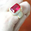 Micro pave AAA CZ jewelry Men's latest gold ruby rings design china jewelry wholesale cz ring