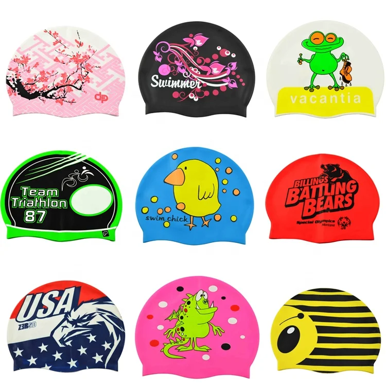 
Custom design swim caps no minimum logo print swim cap 