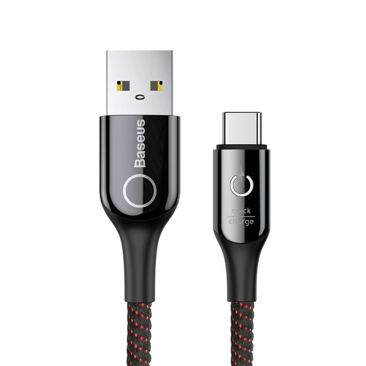 Baseus Smart Power Off Qc 3.0 Fast Charge Usb 3.1 Type c Cable Nylon for Huawei