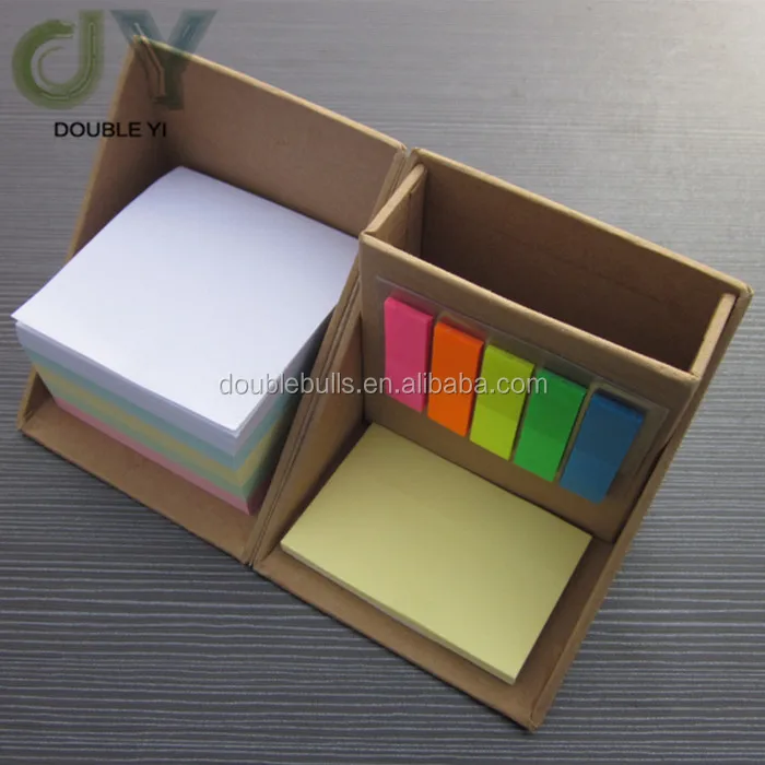 Custom Logo Foldable Cube Pen Holder Sticky Note Memo Pad Box With Pen