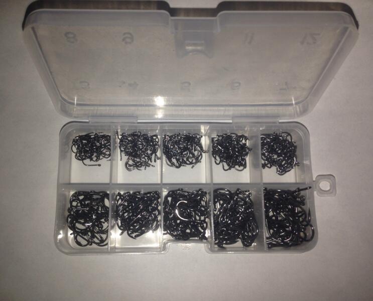 

500Pcs 10box Pack (50Pcs/box) #3- #12 Freshwater Carbon Black Bait Holder Fishhook Fishing Hooks Set, N/a
