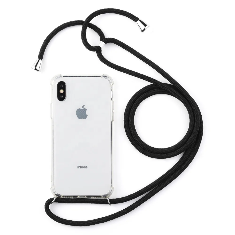 

Four-corner TPU Phone Case With Polyester Rope For iPhone X/XS/XR/7/8/6plus, Transparent