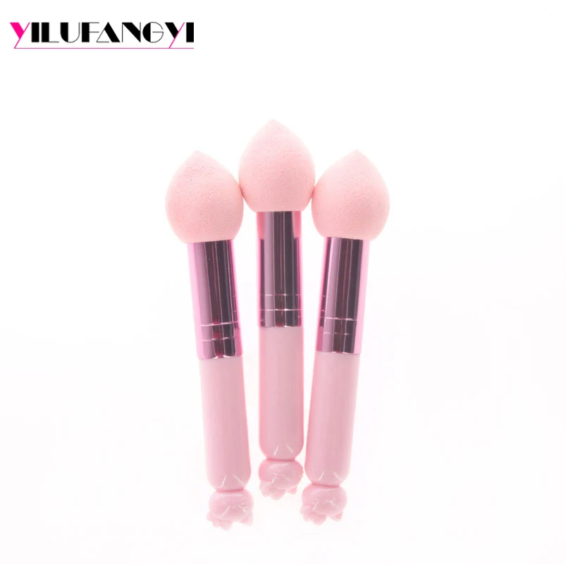 

Mini Beauty Sponge Makeup Sponge Latex Free Cosmetic powder applicator with handle/ blender sponge stick, Pink