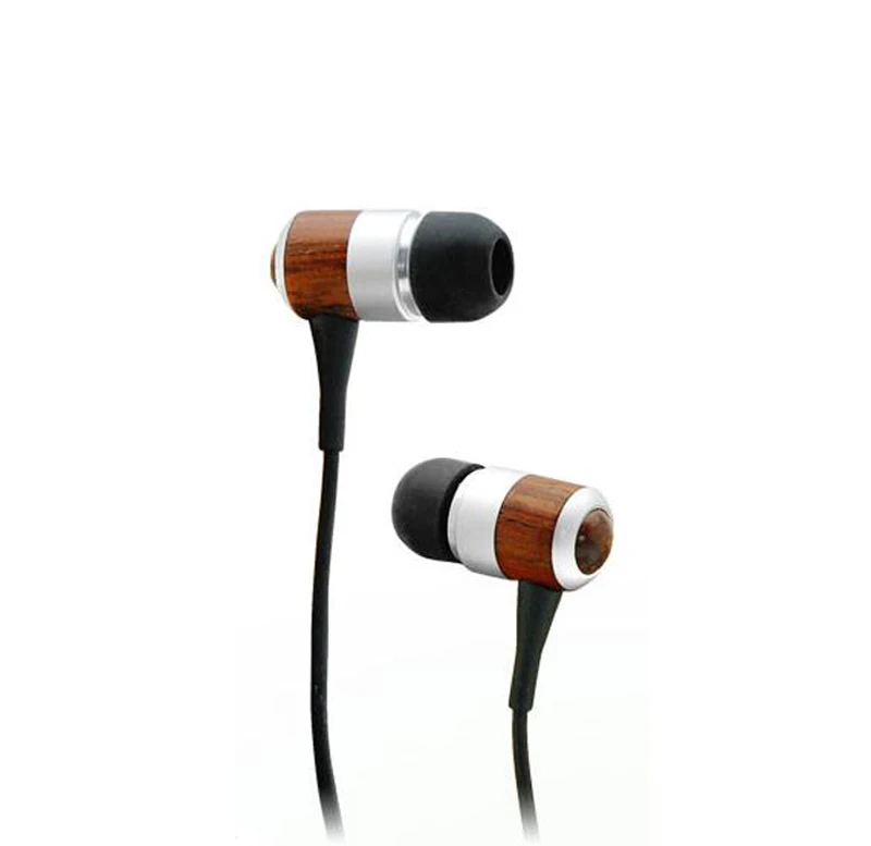 
High Quality Wooden Earbuds Earphone with Metal Details 