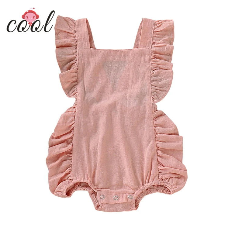 

0-24M baby girls clothing set jumpsuit cute 100%cotton infant ruffle romper summer newborn baby clothing, Pink;white;gray;ginger