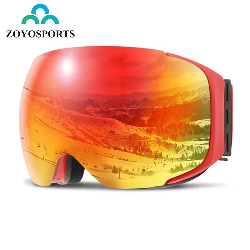 

ZOYOSPORTS Magnetic High Quality Ski Goggles Anti-scratch Snow Glass Anti-fog Skiing Detachable Strap Shock Resistance Glasses, Customized