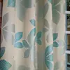 2019 New Design Simple Style Hangzhou Cyan Color Jacquard Fabric Curtain for Window