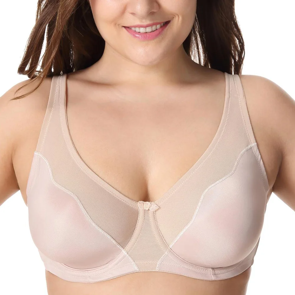 

Wholesale Women Comfort V-neck Underwire Bra,c D E F Cup Full Coverage No Padding Underwire Bra Only Bra Decorated with Lace, White,black,red,purple