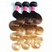 

High Quality Ombre 1B 4 27 Body Wave Wholesale Brazilian Human Hair Extensions 3 Tone Remy Hair Double Weft