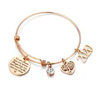 

Women Inspiration Jewelry Silver Gold Plated Heart Stainless Steel Charm Bracelet Expandable Adjustable Wire Bangle Bracelet