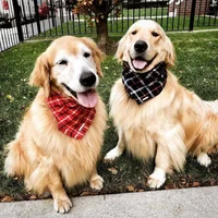 

Amazon Topsellers 2019 New Design Premium Small Big Plaid Flannel Cotton Wholesale Custom Logo Pet Dog Scarf Bandana