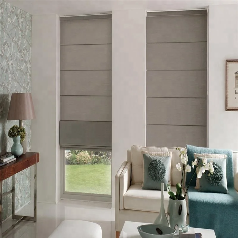 

Automatic battery operated cordless roman folding blind, White , beige , gray, linen, brown, black etc