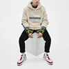 OEM 2019 wholesale faux shearling and denim jacket with a hood and front pouch pocket fleece jacket mens sherpa borg jacket