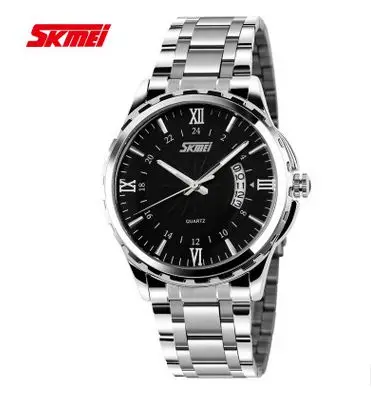 

SKMEI 9069 Full Stainless Steel Black Water Resistant Complete Calendar Day/Date Wrist Man Watch, 6 colors for choose from