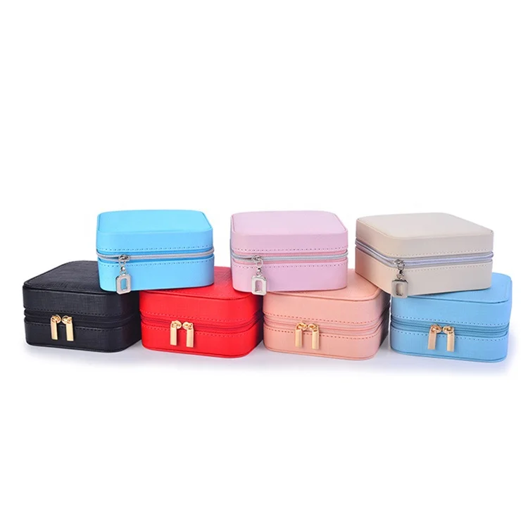

Hot Selling Earring Ear Stud PU Leather Portable Jewelry Case Packaging Gift Boxes Travel Jewelry Box For Women and Girls, Blue/pink/white