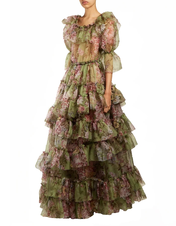 ruffle tiered maxi dress