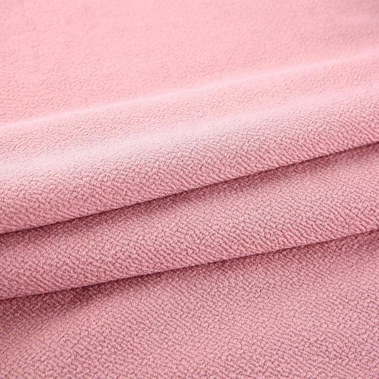 
New fashion buy stretch pink jacquard polyester peach skin fabric 