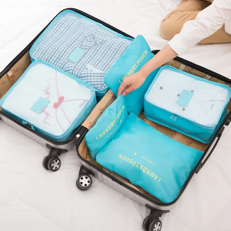 

6 Pieces Per Set Packing Cubes Travel Luggage Organizer Travel Bags Pouches