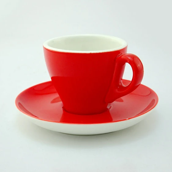 Offre Sp&eacute;ciale drinkware couleur rouge itlain style c&eacute;ramique tasse &agrave; caf&eacute; et soucoupe pour une personne