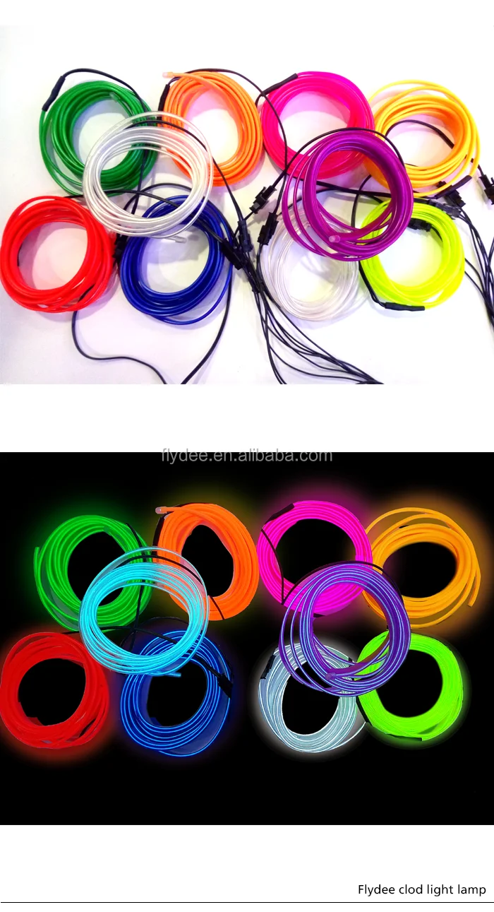 High brightness Iron made free DIY shapes 2.8mm 5.0mm EL neon wire with el wire battery pack