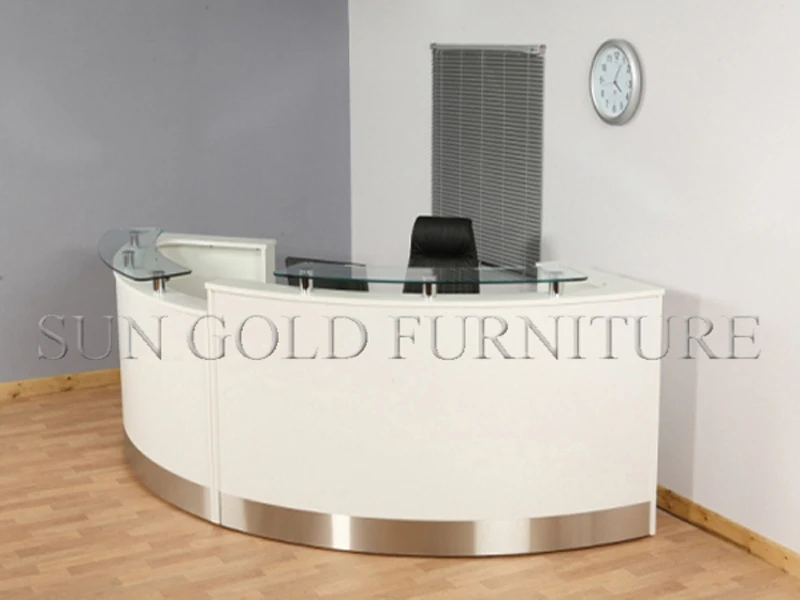 Modern Curved High Glossy White Salon Reception Desk Sz Rt005