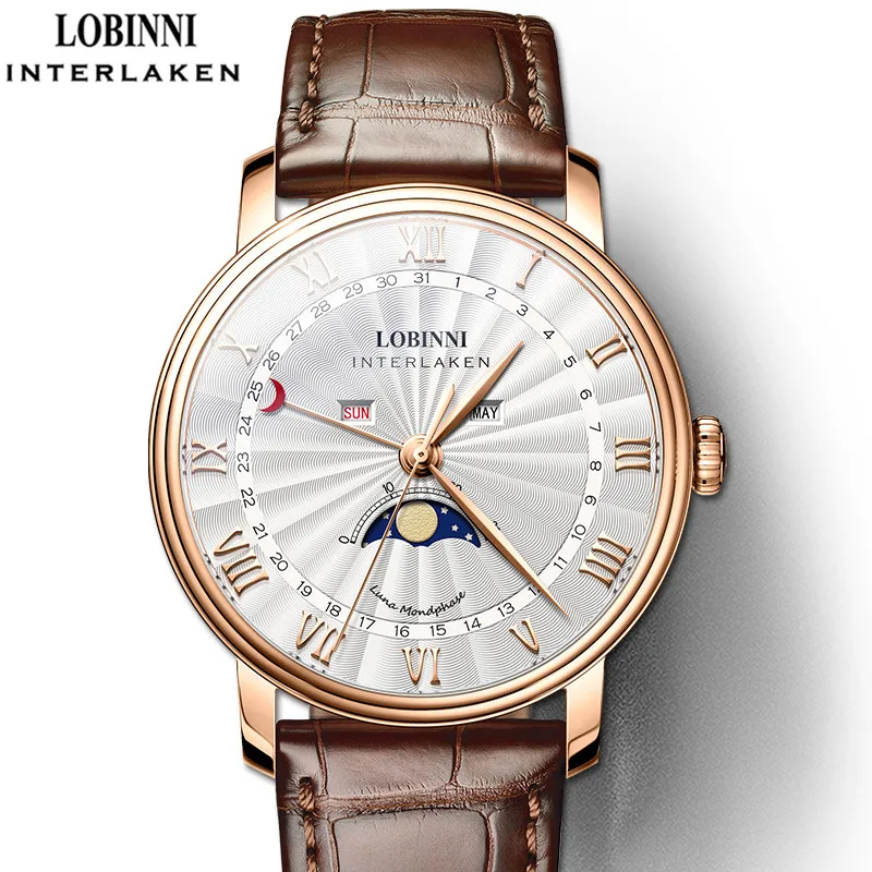LOBINNI L3604 Waterproof Men Wristwatch Leather Strap Relogio Masculino Custom private label Quartz Watches men wrist