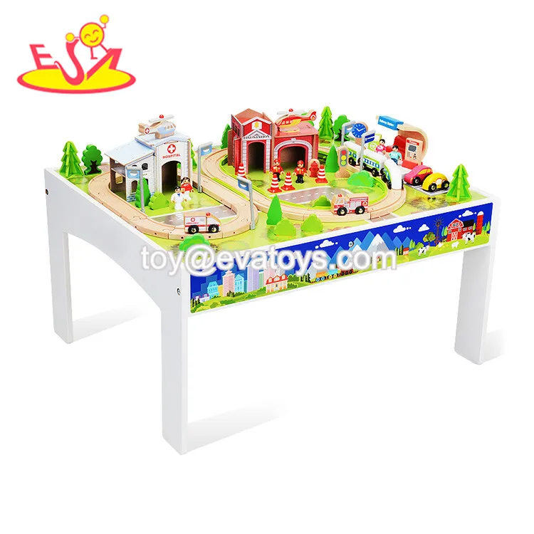 Customize Educational 60pcs Railway Wooden Toy Train Set Table For Kids ...