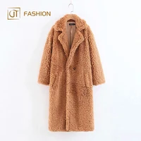 

New jtfur autumn and winter women's thick warm long teddy bear cotton coat faux fur coat