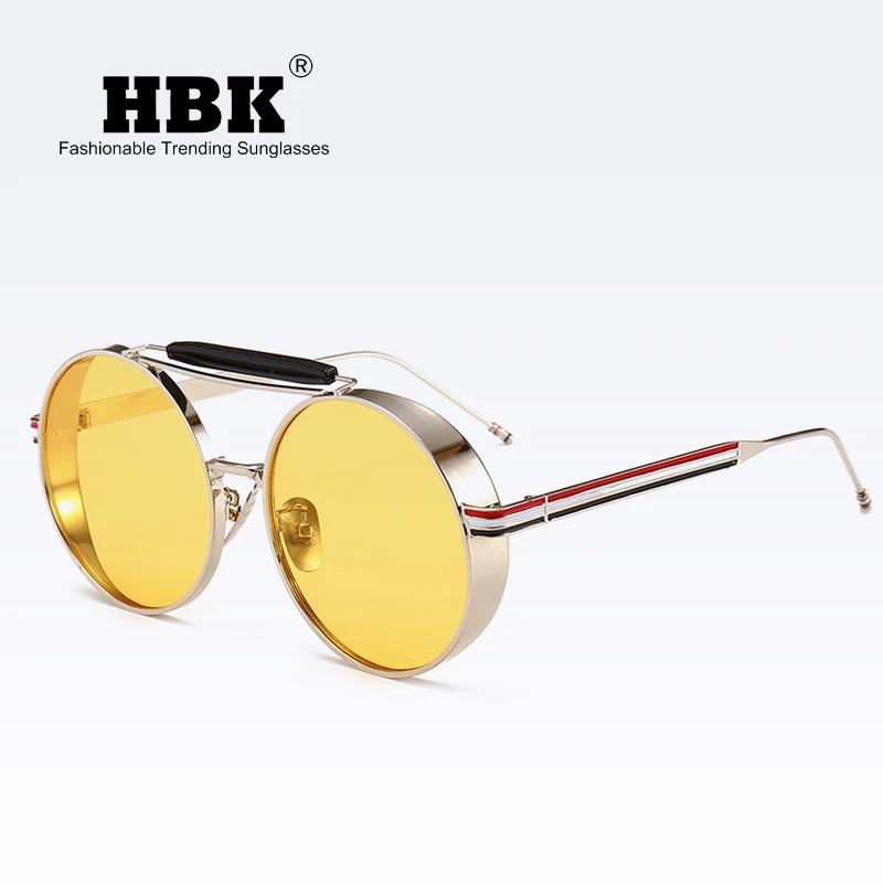 

HBK Round Female Sunglasses Women 2019 Yellow Driving Cateye Glasses Retro Sexy Occhiali da sole Sunglases Lunette Femme, N/a