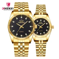 

CHENXI 004A Stainless Steel Band Classic Gold Wrist Watch Business Men And Women Quartz Couple Watch Lover